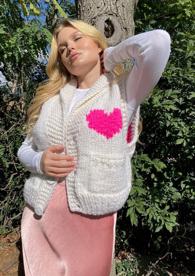 GOGO Short Heart Wool Vest - Snow