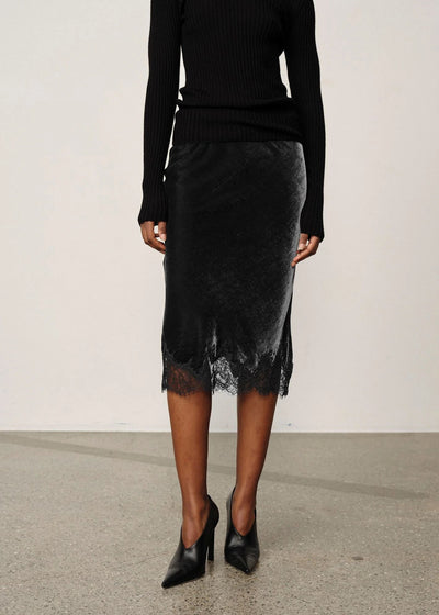 Herskind Tess  Velvet Skirt Grey