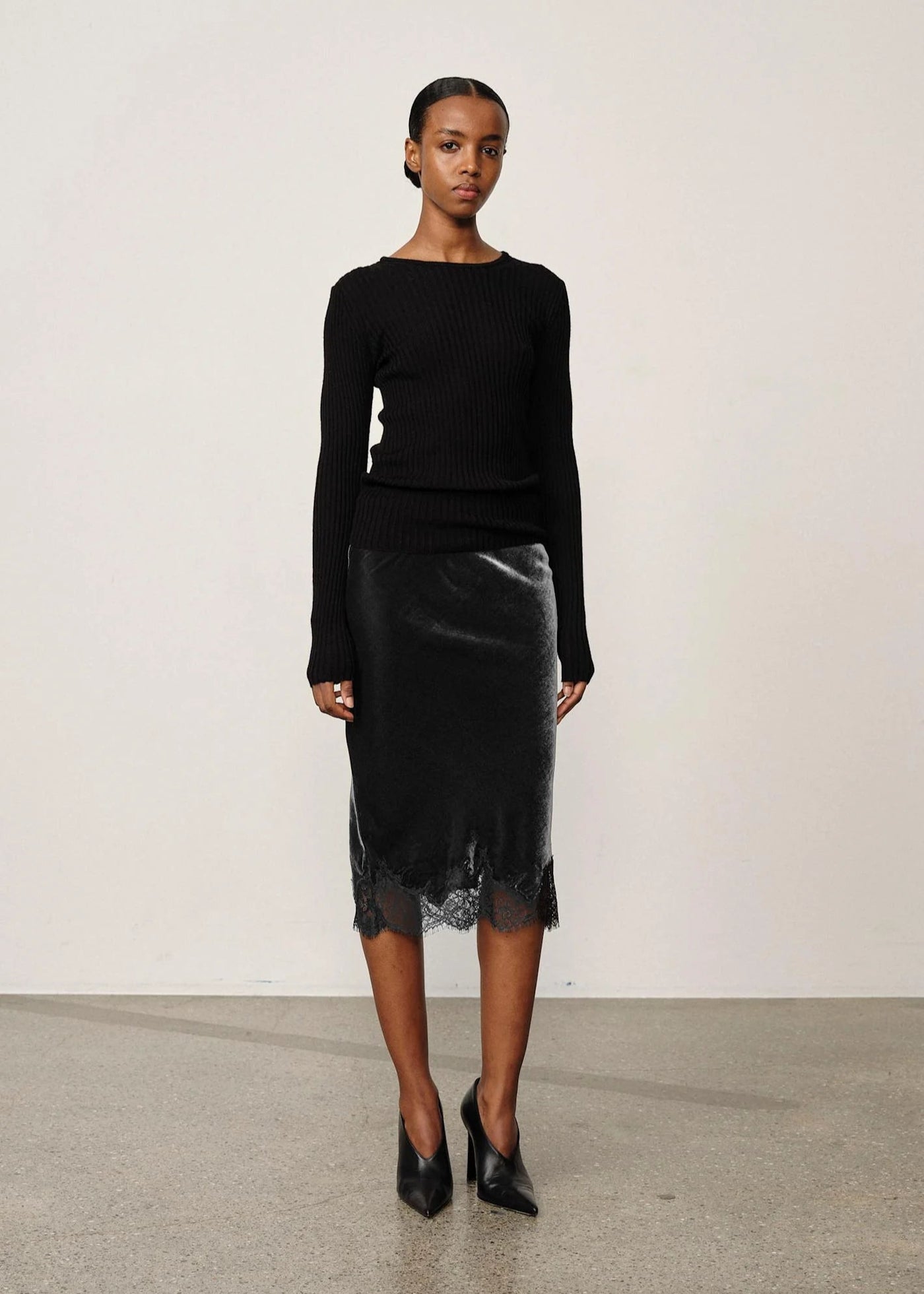 Herskind Tess  Velvet Skirt Grey