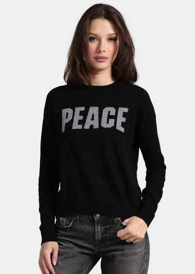 MINNIE ROSE Peace Cashmere Crew Neck Black