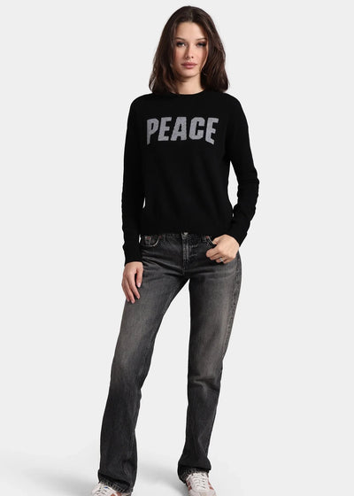 MINNIE ROSE Peace Cashmere Crew Neck Black