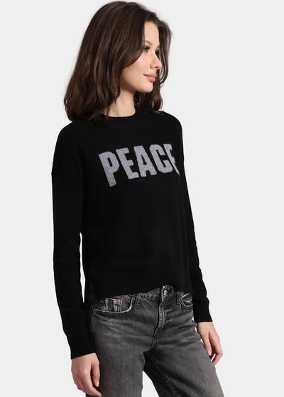 MINNIE ROSE Peace Cashmere Crew Neck Black