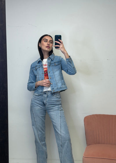 The Pink Door Light Wash Denim Jacket
