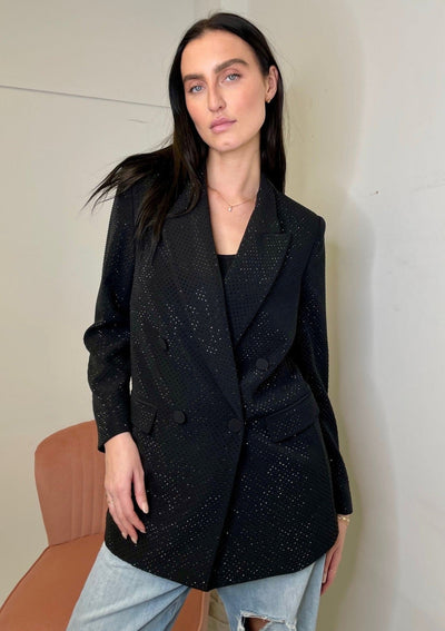 Generation Love Baxter Crystal Double Breasted Blazer - Black