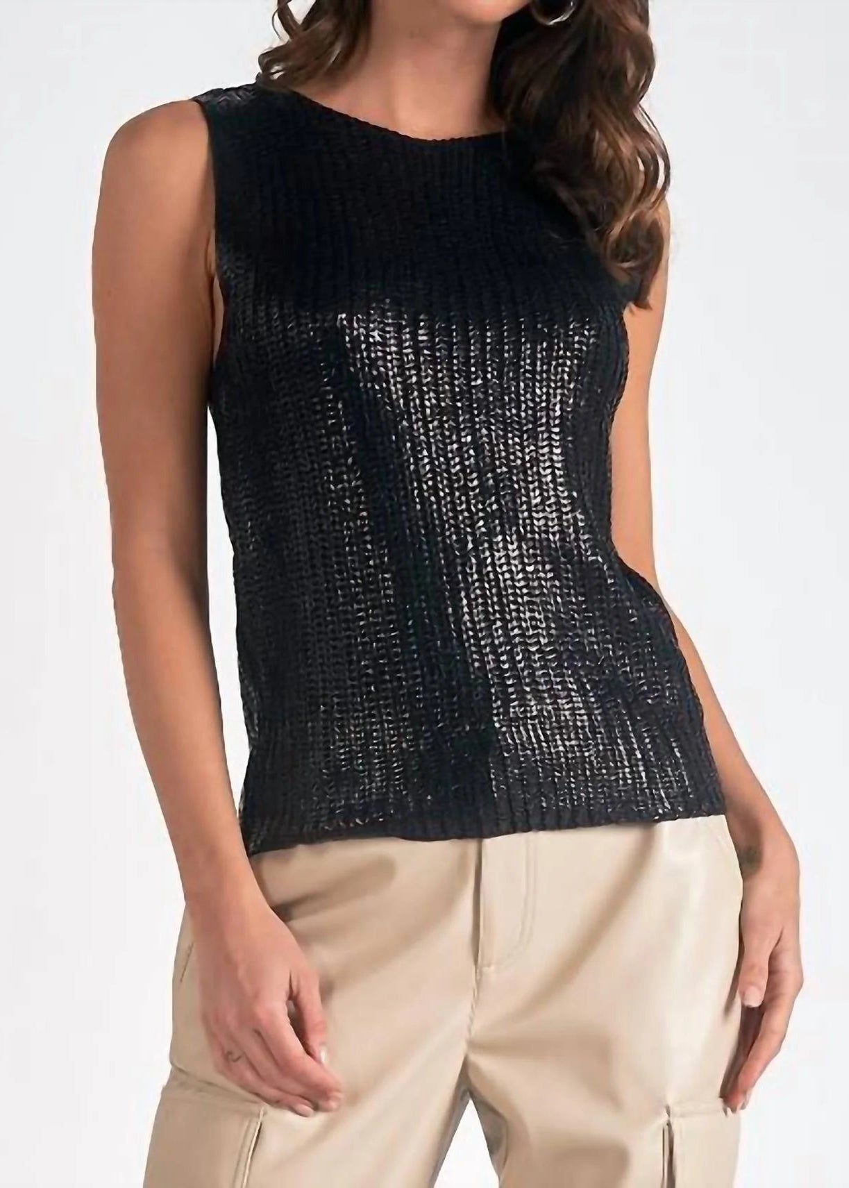 The Pink Door Knit Black W/ Sequin Overlay Black