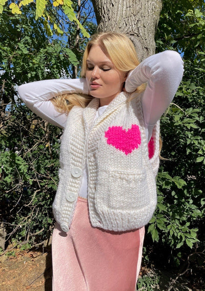 GOGO Short Heart Wool Vest - Snow