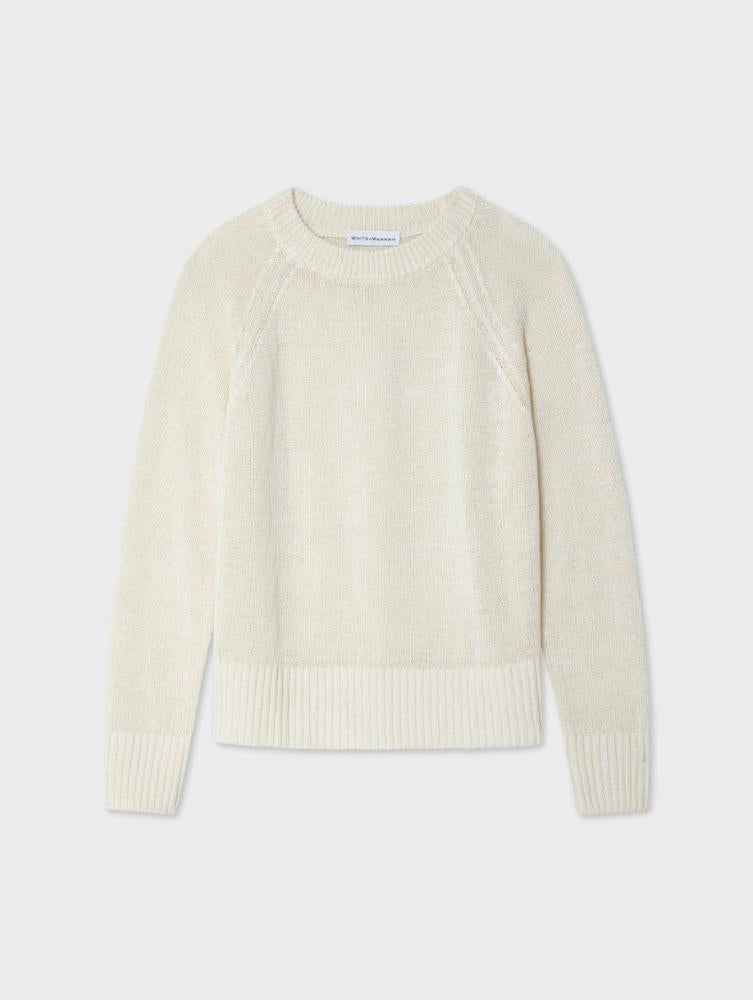 White + Warren Classic Linen Marled Sweater - White