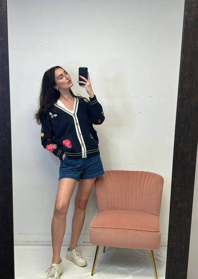 The Pink Door Pull On Dark Denim Shorts