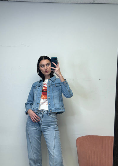 The Pink Door Light Wash Denim Jacket