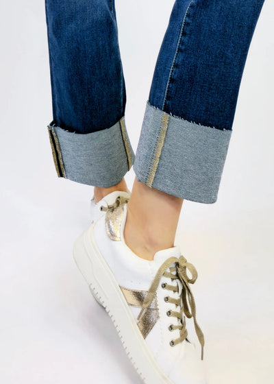 The Pink Door Slim Straight Cuff Denim