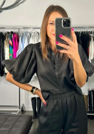 The Femm Graziella Black Linen Pant