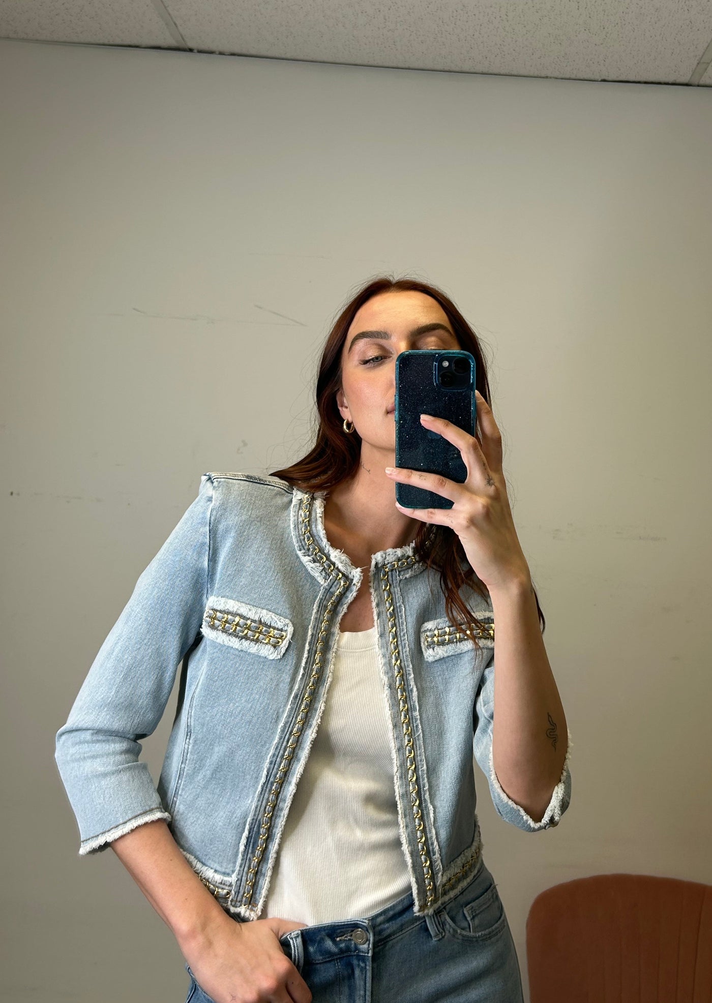 Generation Love Kenzie Denim Chain Jacket - Light Blue
