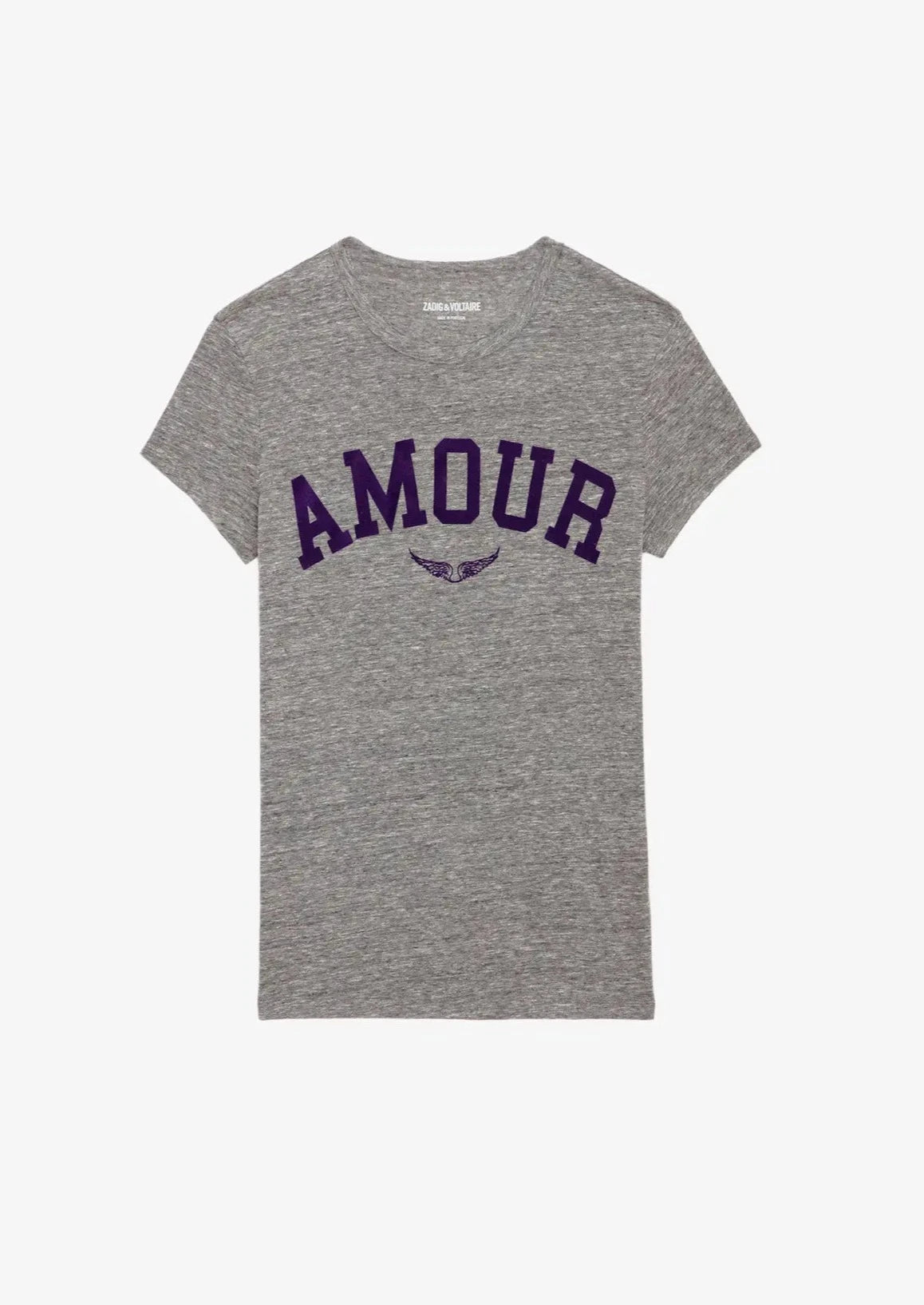 Zadig & Voltaire Heather Grey w Purple Amour Tee