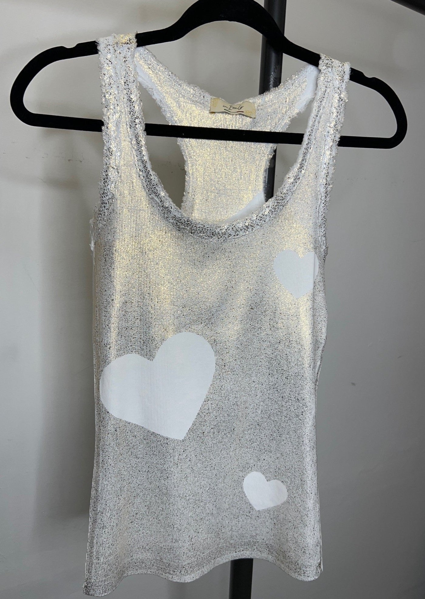 The Pink Door Gold Heart Tank - White