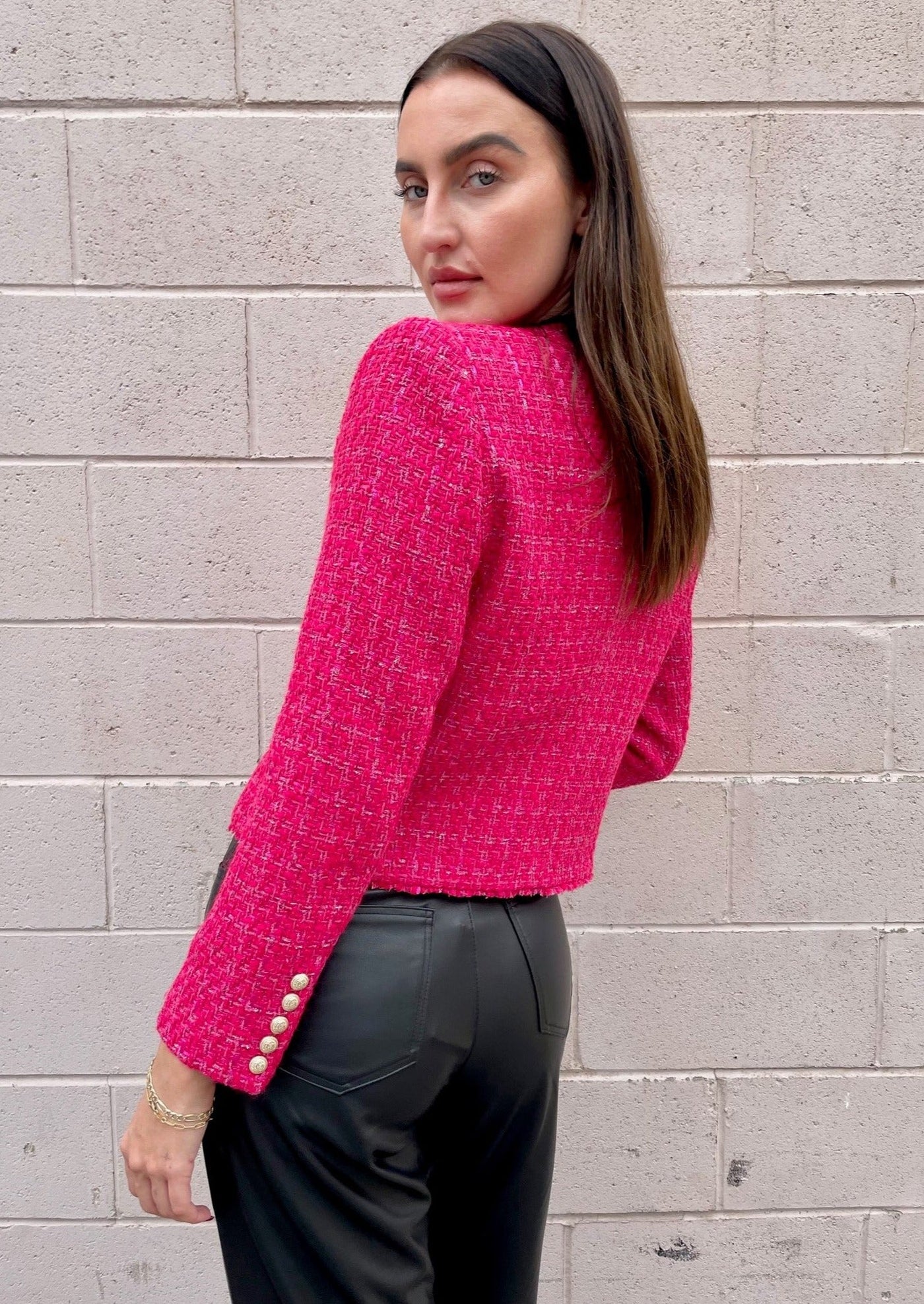Generation Love Kristen Tweed Blazer - Hot Pink