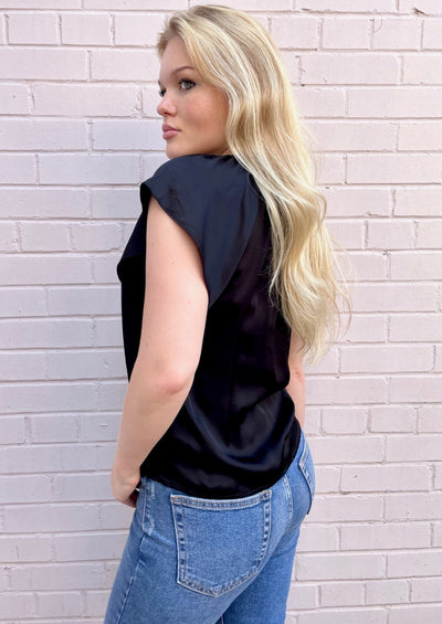 Silky Cap Sleeve Top - Black