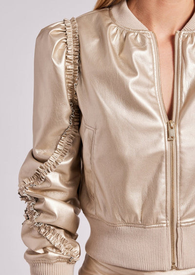 Generation Love Chloe Vegan Leather Bomber Jacket - Gold