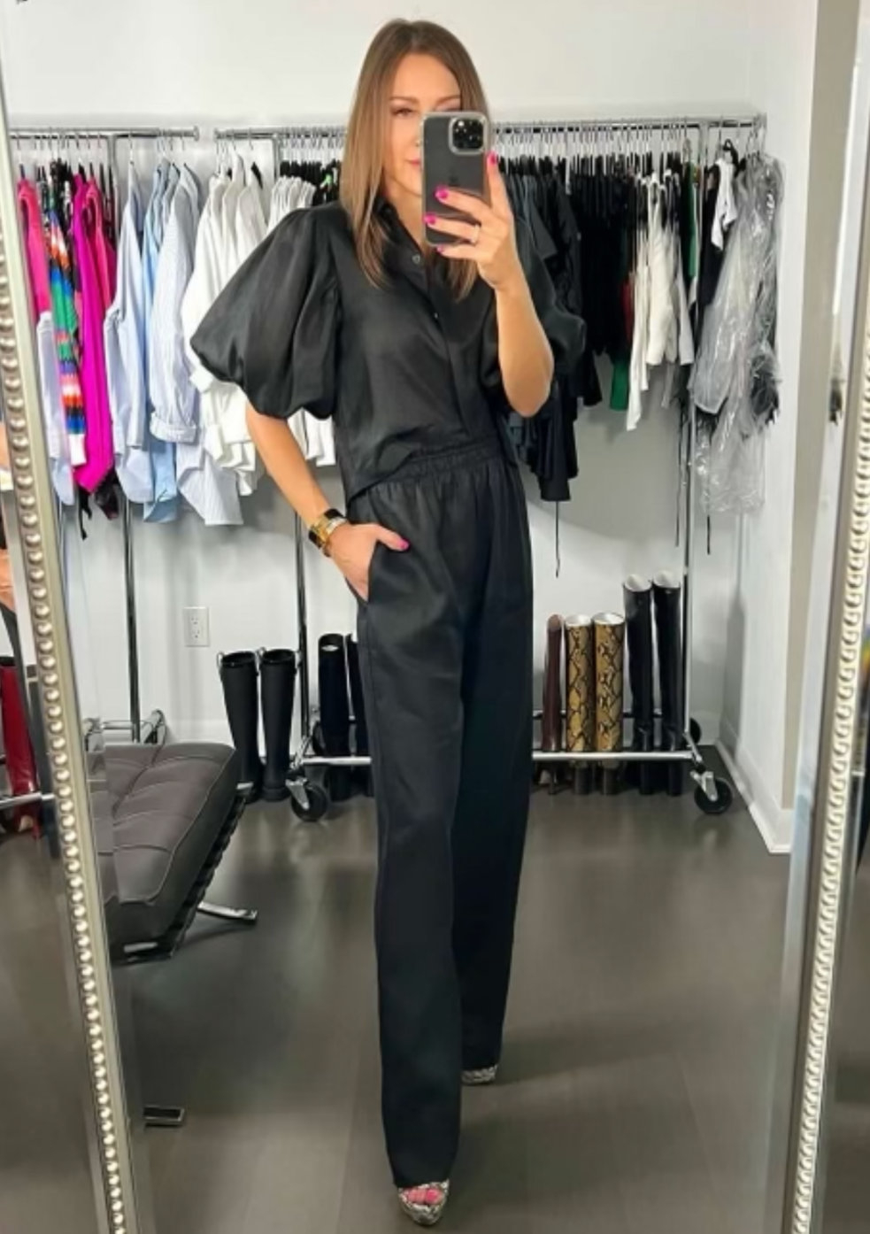 The Femm Graziella Black Linen Pant