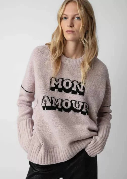 Zadig & Voltaire Malta “Mon Amour” Knit Wool Sweater - Primrose