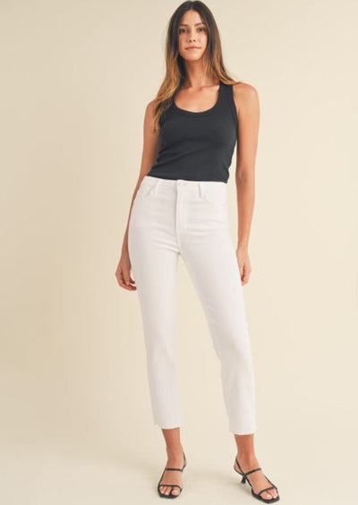 The Pink Door Plain Slender Denim - White