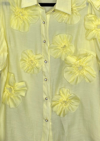 The Pink Door Flower Embellished Blouse - Yellow