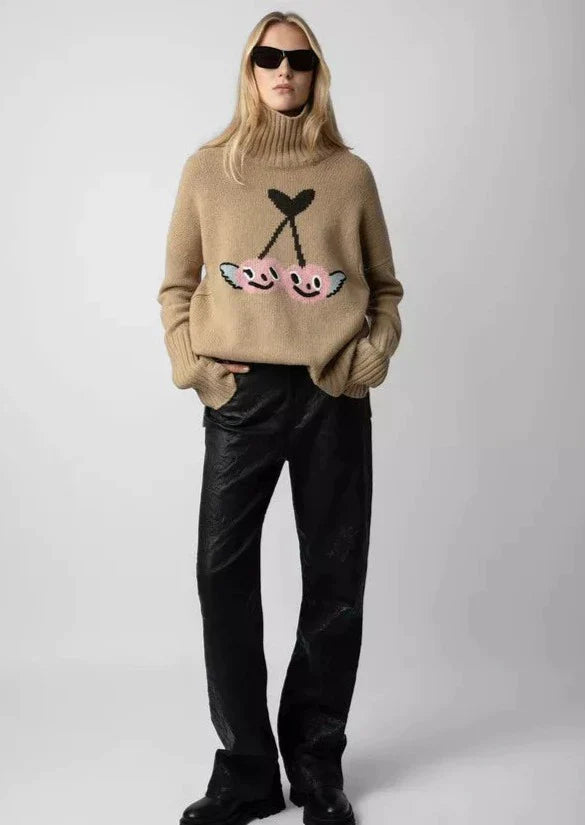 Zadig & Voltaire Alma Cherry Knit Wool Sweater - Nut
