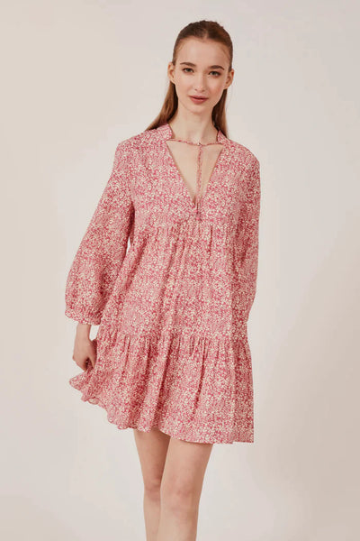 Deluc Sirius Tiered Floral Print Dress - Pink