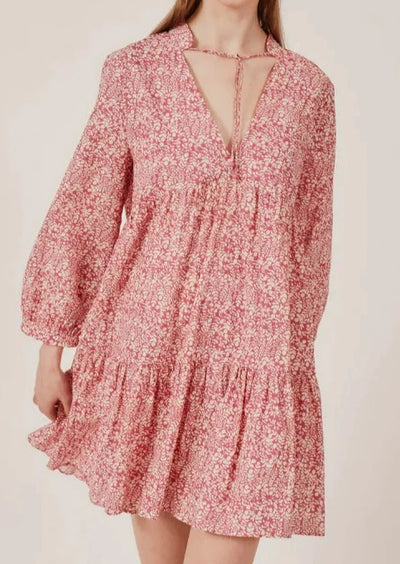 Deluc Sirius Tiered Floral Print Dress - Pink