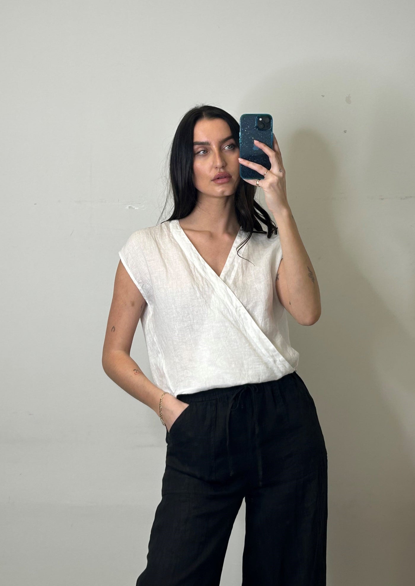 Stark X Linen Maria Top - White