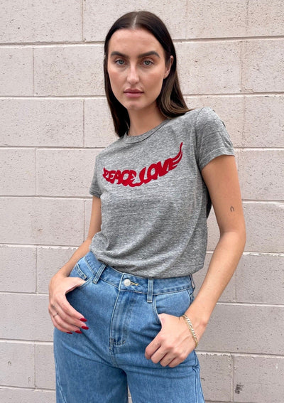 Zadig & Voltaire “Peace and Love” Tee - Grey/Red