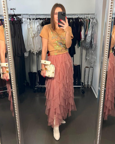 The Pink Door Long Tulle Skirt - Pink