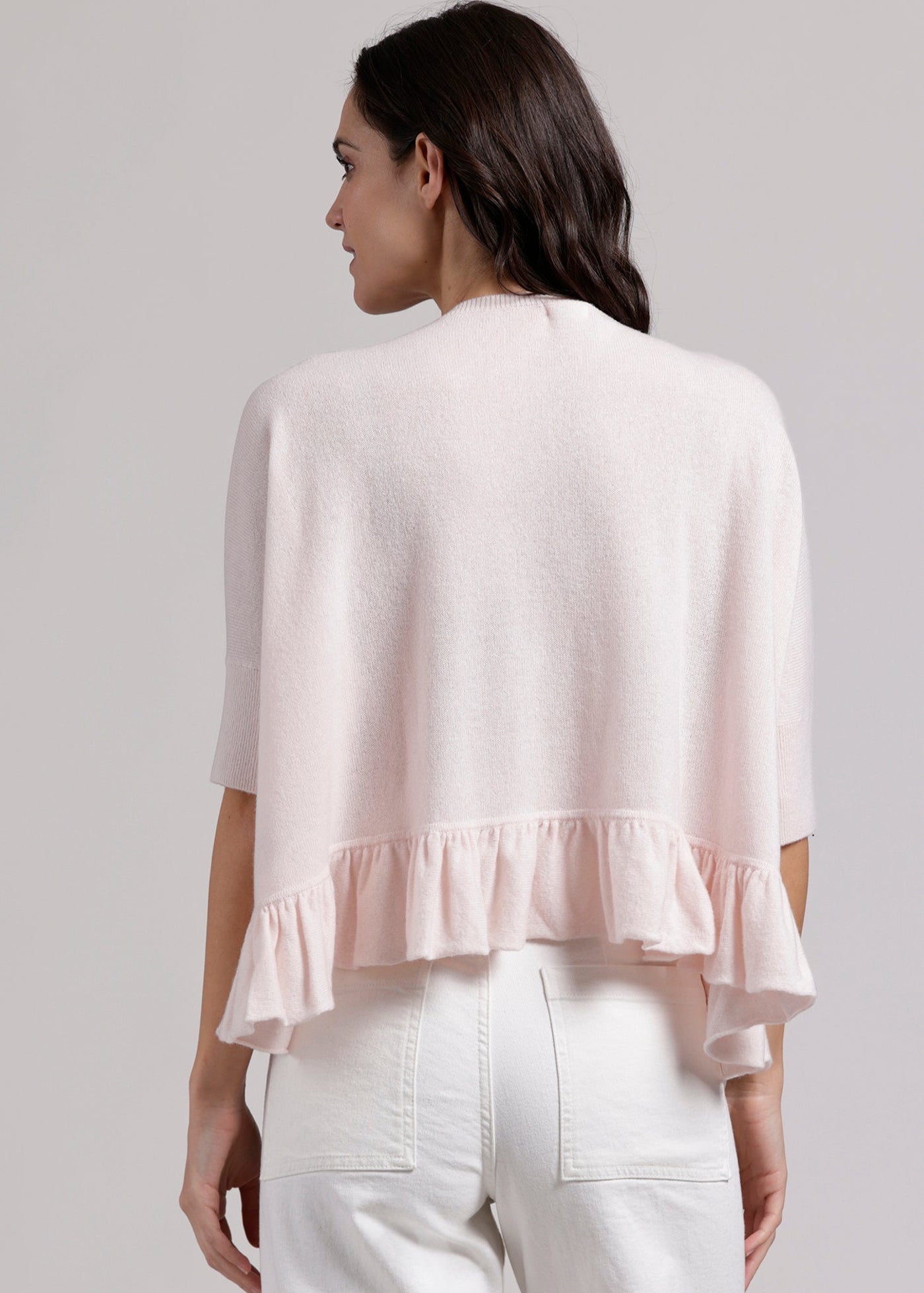 Minnie Rose Cashmere Crew Cropped Pow Wow w/ Ruffle