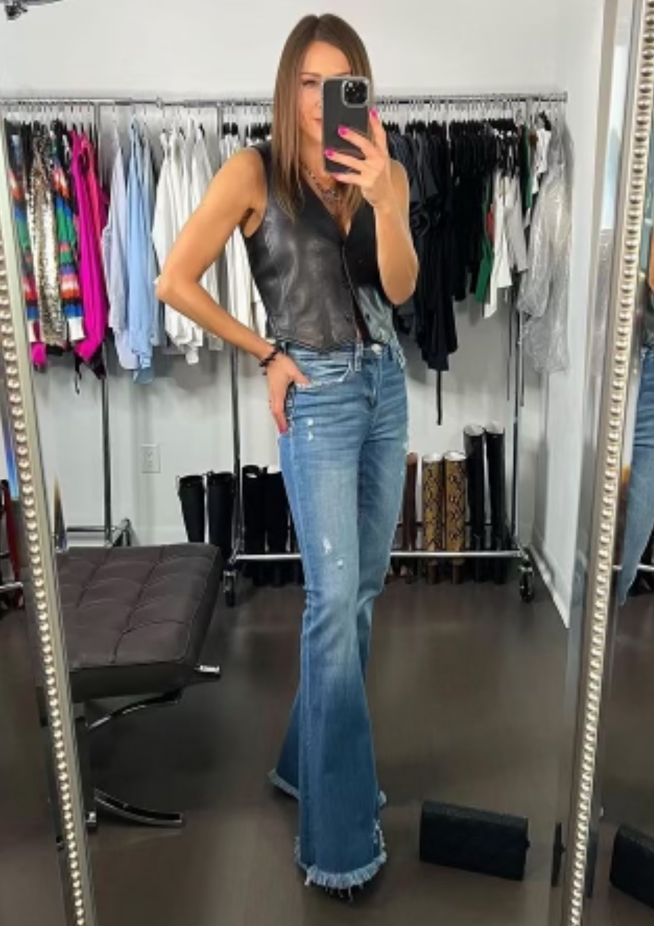 Lamarque Kallie Leather Vest - Black