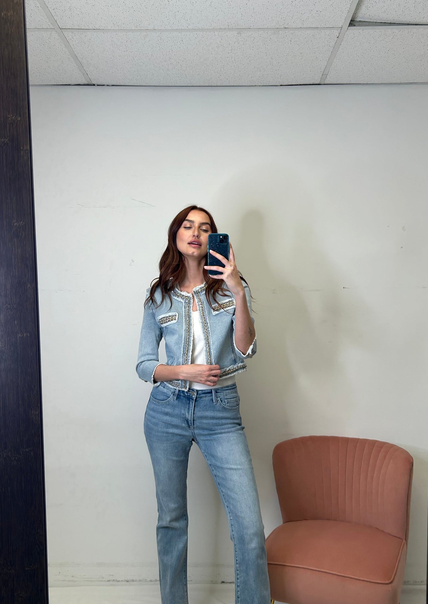 Generation Love Kenzie Denim Chain Jacket - Light Blue