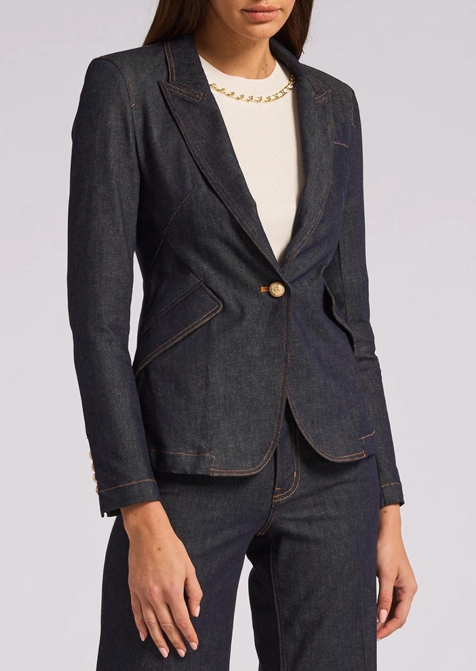 Generation Love Ollie Sheen Denim Blazer - Dark Wash