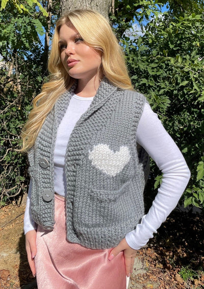 GOGO Short Heart Wool Vest - Grey