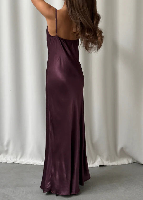 Charli Alena Satin Dress Burgundy