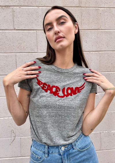 Zadig & Voltaire “Peace and Love” Tee - Grey/Red