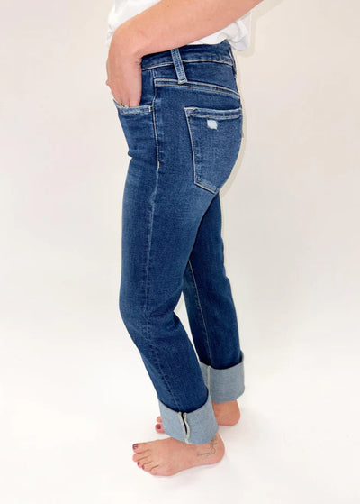 The Pink Door Slim Straight Cuff Denim