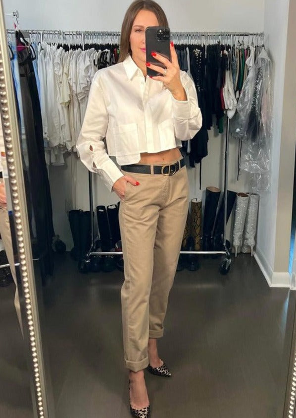 CHRLDR Laura Asymmetrical Pocket Shirt - White
