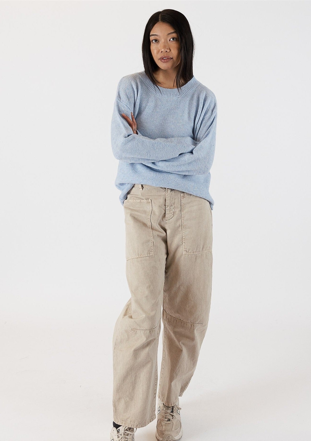 The Pink Door Eco Lightweight Crewneck Sweater - Baby Blue