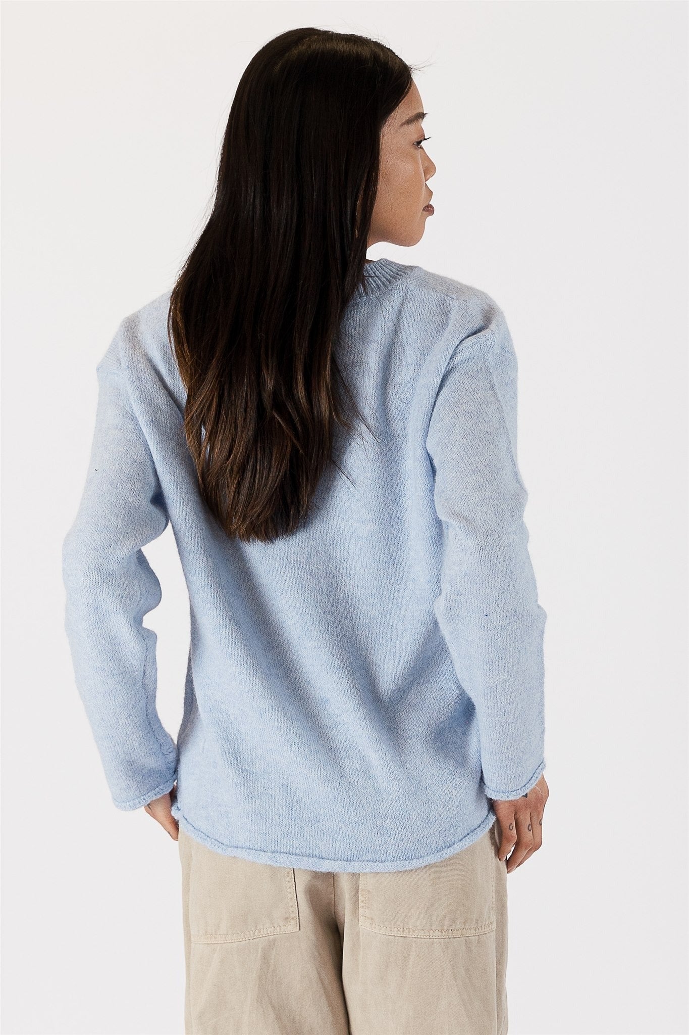The Pink Door Eco Lightweight Crewneck Sweater - Baby Blue