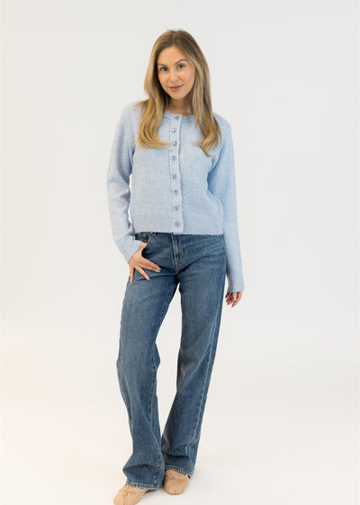 Lyla & Luxe Crystal Buttons Cardi Blue