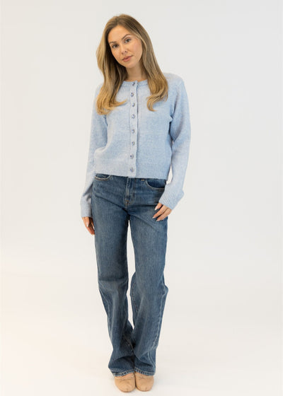 Lyla & Luxe Crystal Buttons Cardi Blue