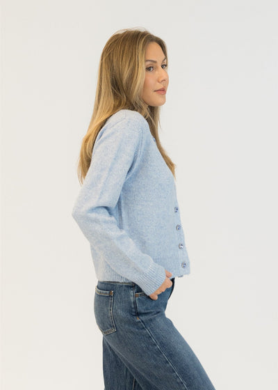 Lyla & Luxe Crystal Buttons Cardi Blue