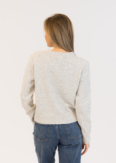 Lyla & Luxe Pearl Buttons Cardi Light Grey