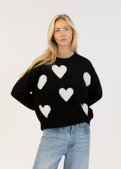 Lyla & Luxe Ajax Sherpa Pull Over Sweater Black/White