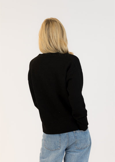 Lyla & Luxe Ajax Sherpa Pull Over Sweater Black/White