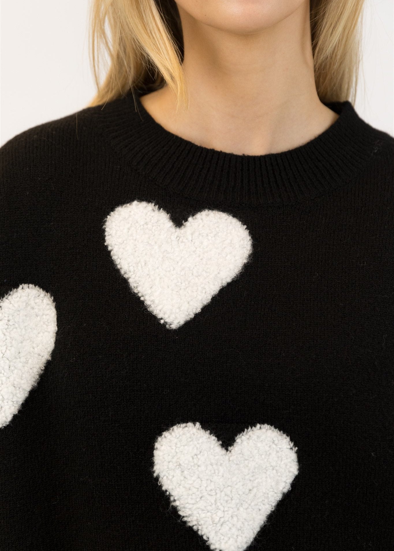 Lyla & Luxe Ajax Sherpa Pull Over Sweater Black/White