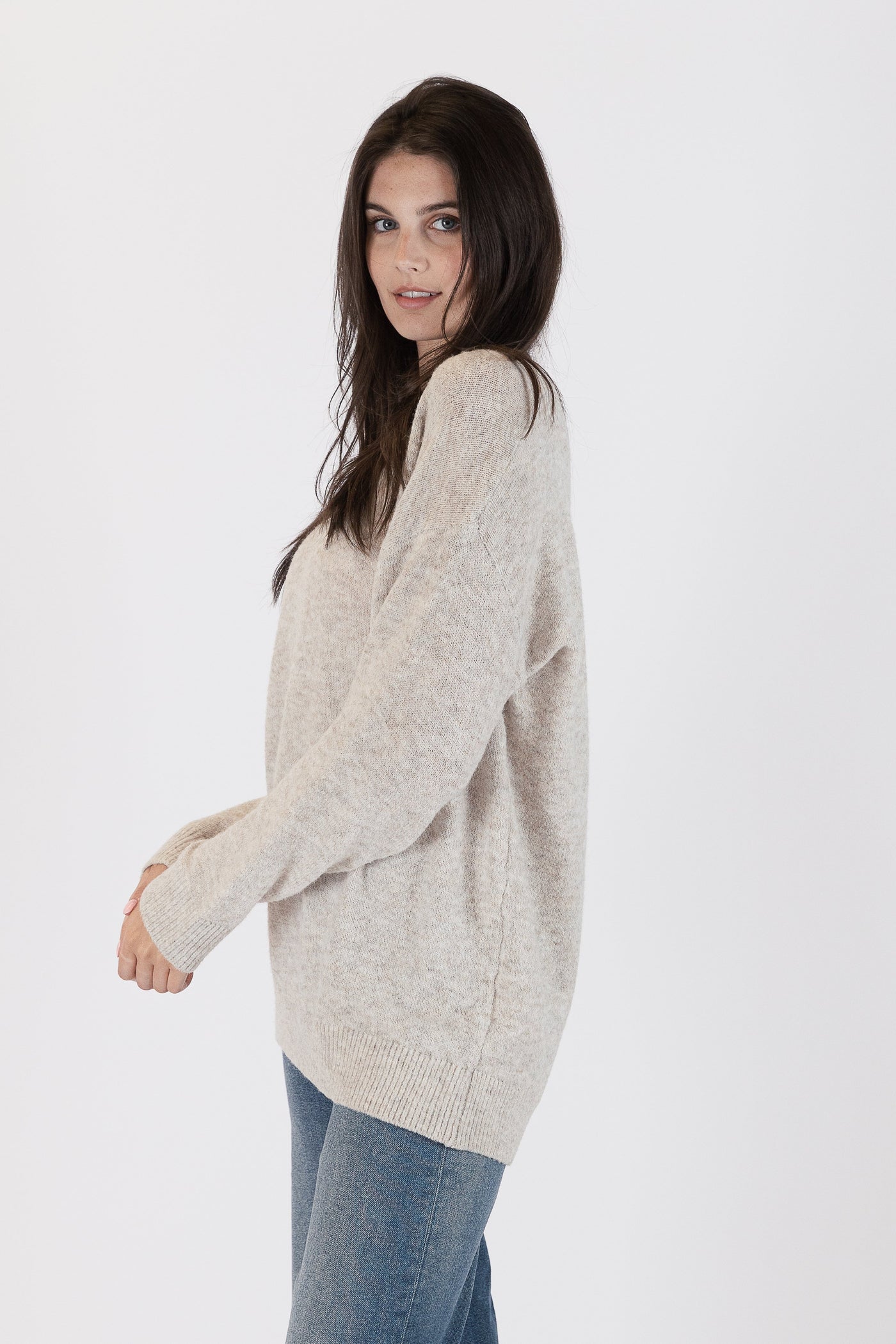 The Pink Door Eco Lightweight Long Sweater - Grey